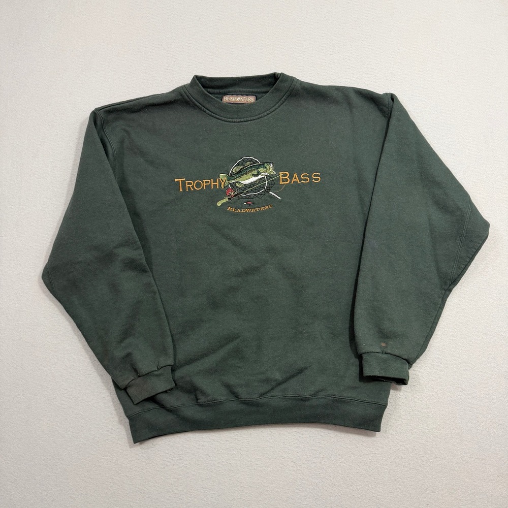 Vintage Trophy Bass Fishing Embroidered Sweatshirt Mens XL Crewneck Outdoors 90s
